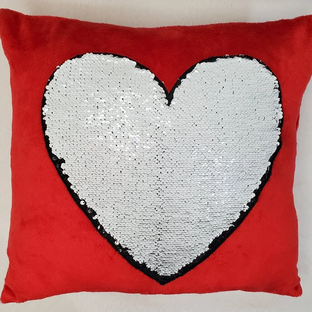 Heart Pillow REVERSIBLE Sequins Heart Pillow